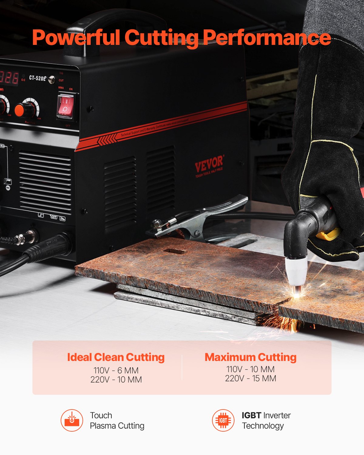 3 in 1 Plasma Cutter Welder Machine, CT-520E TIG/MMA Plasma Cutter Combo Machine, 30A Plasma Cutting Machine, 200A TIG Welder and 200A Stick Welder, Digital 110/220V Dual Voltage IGBT Inverter