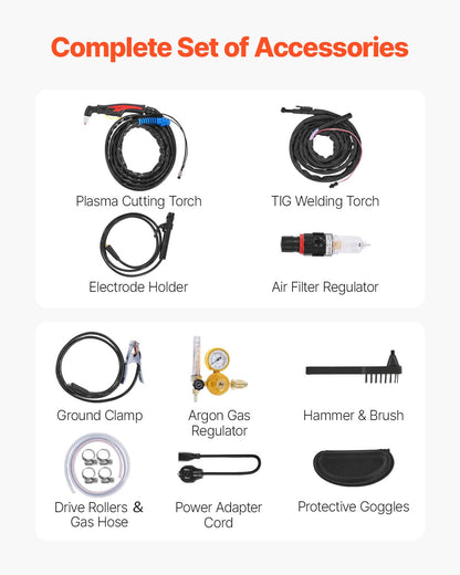 3 in 1 Plasma Cutter Welder Machine, CT-520E TIG/MMA Plasma Cutter Combo Machine, 30A Plasma Cutting Machine, 200A TIG Welder and 200A Stick Welder, Digital 110/220V Dual Voltage IGBT Inverter