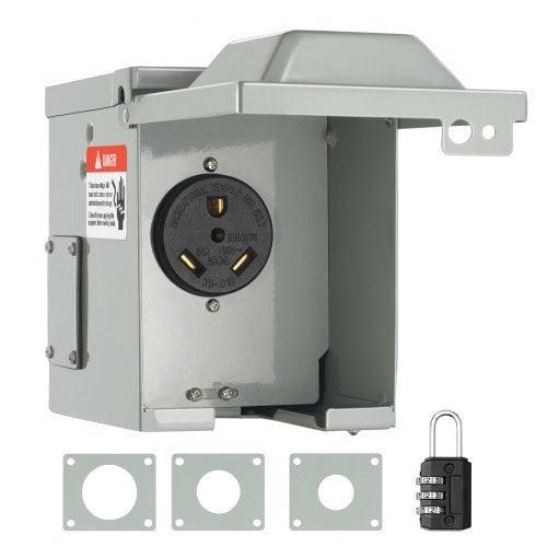 30 Amp RV Power Outlet Box, 125/250 Volt, Enclosed Lockable Outdoor RV Receptacle Box, NEMA TT-30R Weatherproof Electrical Panel, for RV Camper Trailer Motorhome Tested toStandards