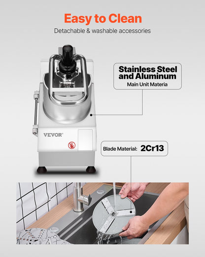 Food processor and vegetable chopper with 6 food-grade stainless steel blades