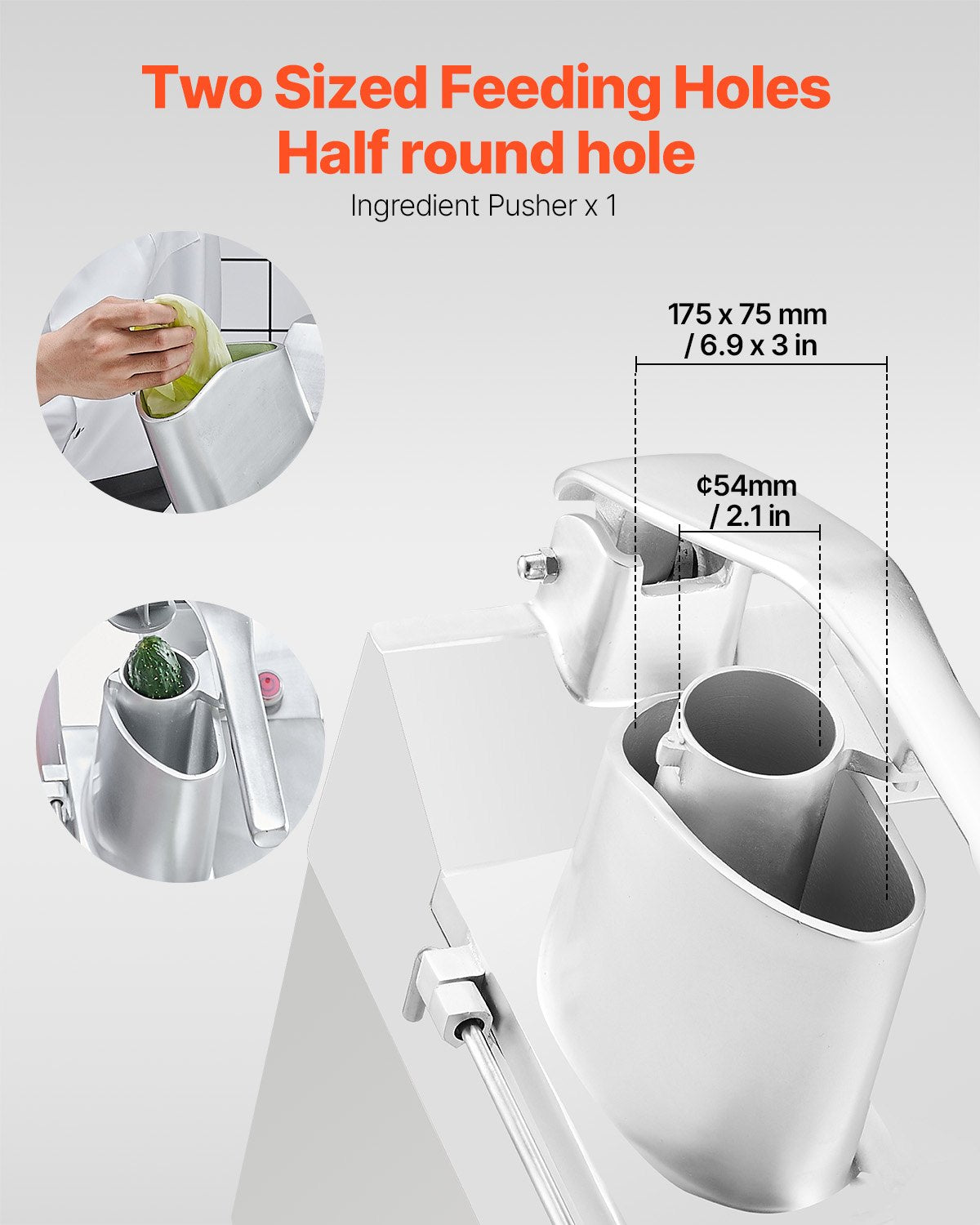 Food Processor & Vegetable Chopper, 2 Feeding Holes Food-Grade Stainless Steel Food Processor Chopper with Detachable 6 Blades, 3mm/5mm/7mm/10mm Shredder, 2mm/4mm Slicer, for Vegetables, Fruit