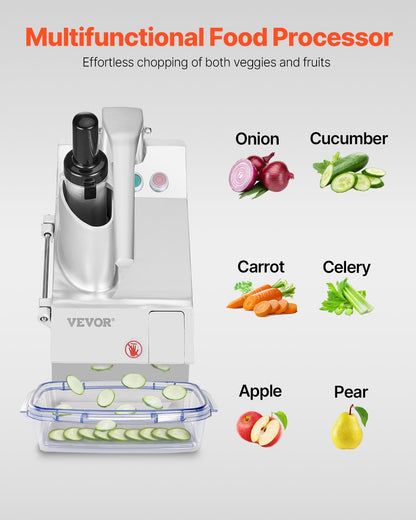 Food processor and vegetable chopper with 6 food-grade stainless steel blades