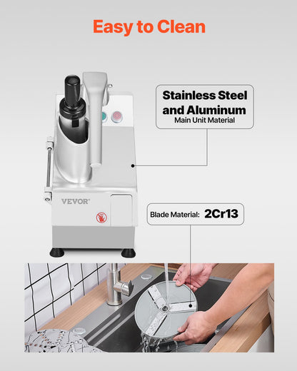 Food processor and vegetable chopper with 6 food-grade stainless steel blades