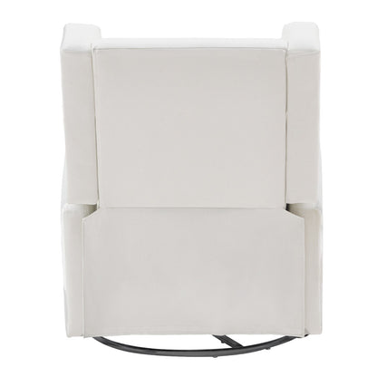 Electronic Power Recliner and Swivel Glider, 113.4kg Weight Capacity Swivel Glider Recliner with Adjustable Angle, Polyester Surface Recliner Rocker for Living Room, Bedroom, Off White