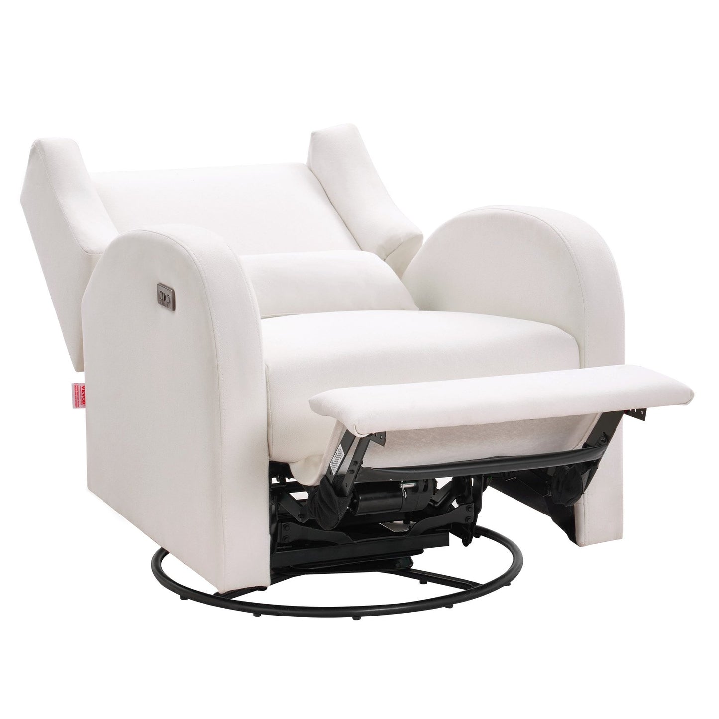 Electronic Power Recliner and Swivel Glider, 113.4kg Weight Capacity Swivel Glider Recliner with Adjustable Angle, Polyester Surface Recliner Rocker for Living Room, Bedroom, Off White