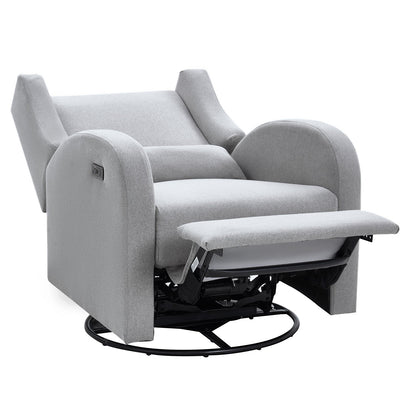 Electronic Power Recliner and Swivel Glider, 113.4kg Weight Capacity Swivel Glider Recliner with Adjustable Angle, Polyester Surface Recliner Rocker for Living Room, Bedroom, Light Gray