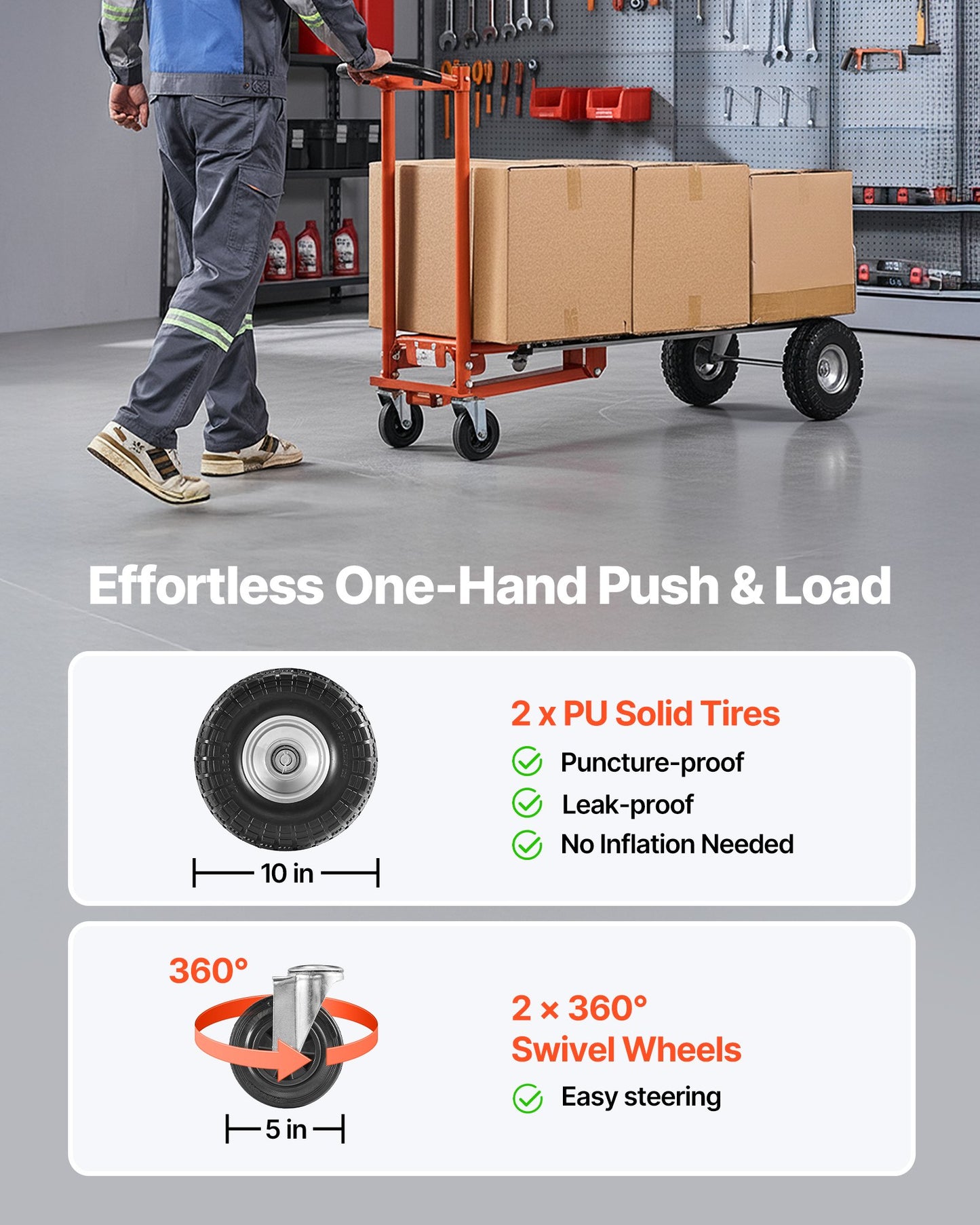 4 in 1 Hand Truck, 1000 lbs Load Capacity for 4-Wheel Mode, Convertible Hand Truck Dolly with Non-Slip Handle & Wheels, Aluminum Alloy Portable Trolley Dolly for Moving Home, Office, Warehouse