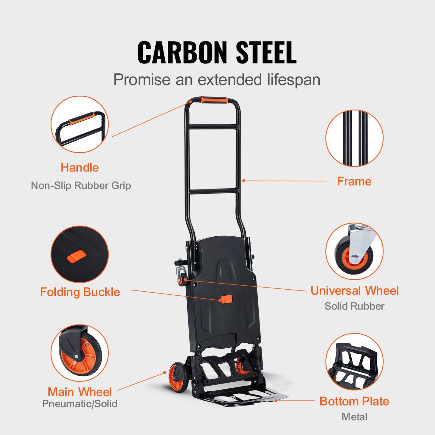 Aluminum Hand Truck, 2 in 1, 300 lbs Load Capacity, Heavy Duty Industrial Convertible Folding Hand Truck and Dolly, Utility Cart Converts from Hand Truck to Platform Cart with Rubber Wheels