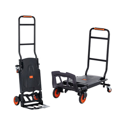 Aluminum Hand Truck, 2 in 1, 300 lbs Load Capacity, Heavy Duty Industrial Convertible Folding Hand Truck and Dolly, Utility Cart Converts from Hand Truck to Platform Cart with Rubber Wheels