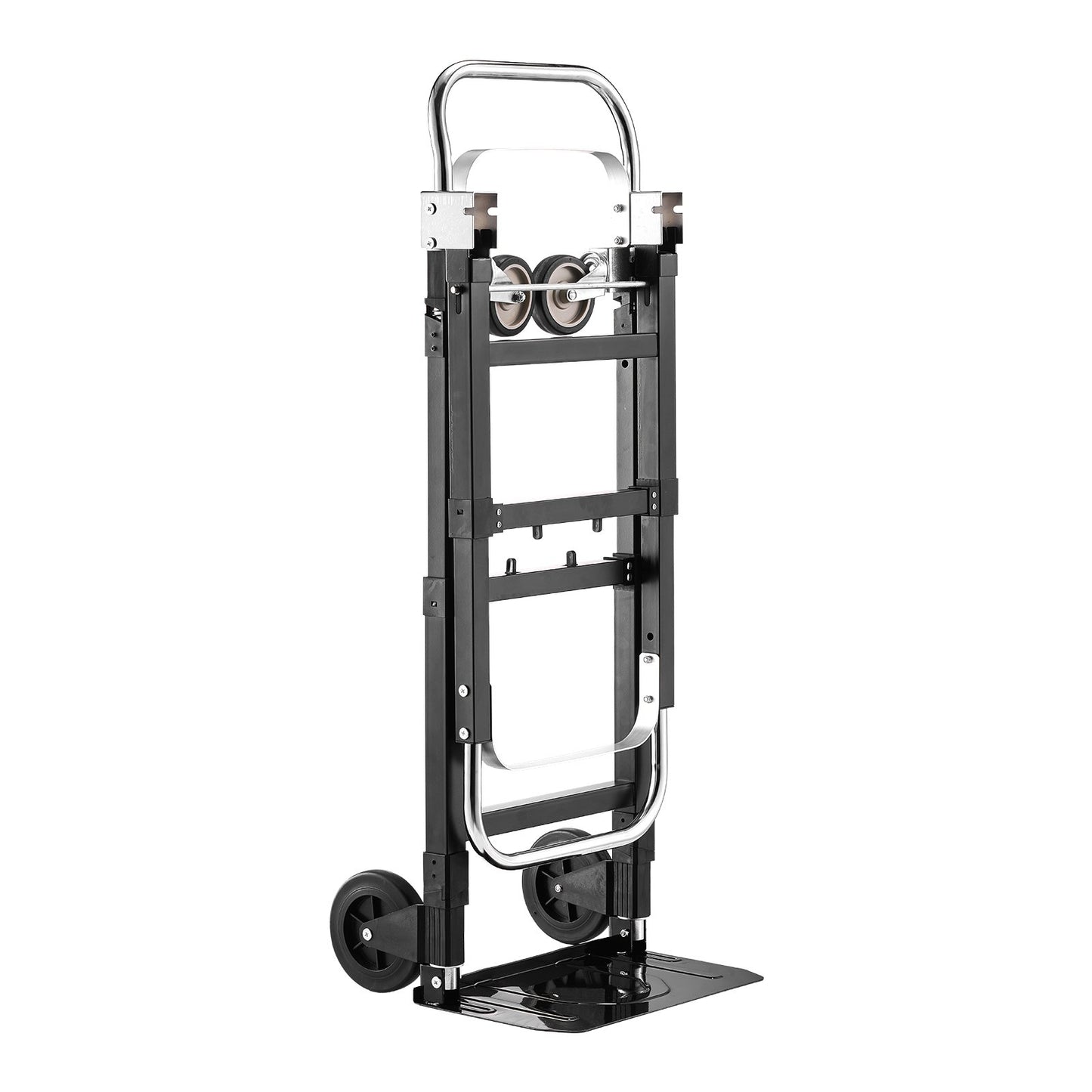 2 in 1 Folding Hand Truck, 500 lbs Load Capacity for 4-Wheel Mode, Convertible Hand Truck Dolly with Wheels & Adjustable Handle, Portable Trolley Dolly for Moving Home, Office, Warehouse