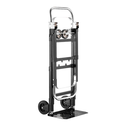2 in 1 Folding Hand Truck, 500 lbs Load Capacity for 4-Wheel Mode, Convertible Hand Truck Dolly with Wheels & Adjustable Handle, Portable Trolley Dolly for Moving Home, Office, Warehouse