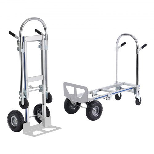 Aluminum Hand Truck, 2 in 1, 800 lbs Load Capacity, Heavy Duty Industrial Convertible Folding Hand Truck and Dolly, Utility Cart Converts from Hand Truck to Platform Cart with Rubber Wheels