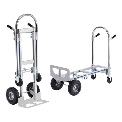 Aluminum Hand Truck, 2 in 1, 800 lbs Load Capacity, Heavy Duty Industrial Convertible Folding Hand Truck and Dolly, Utility Cart Converts from Hand Truck to Platform Cart with Rubber Wheels