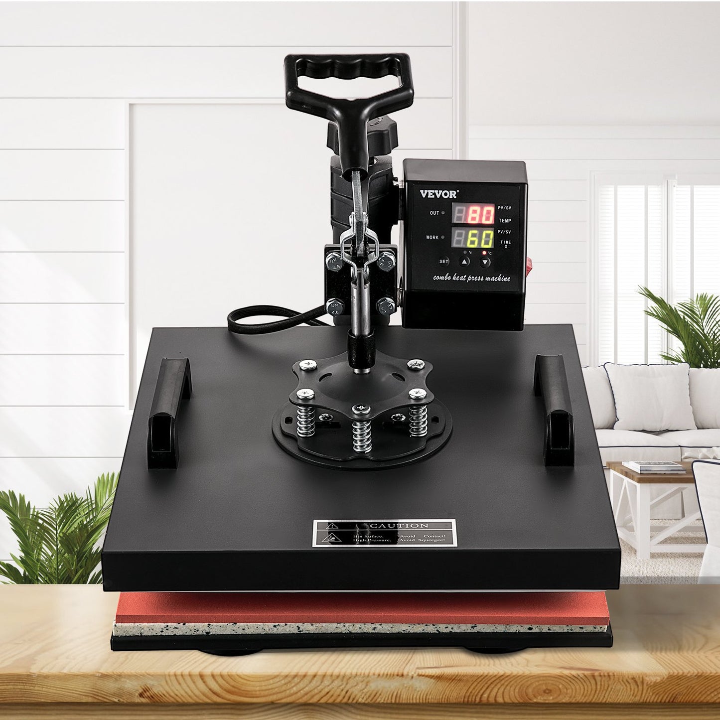 Heat Press Machine 15x15Inch 8pcs 1050W Combo Digital Multifunctional Sublimation Heat Transfer Machine Dual LED Display for T Shirts Hat Mug Cap Plate Swing Away Design