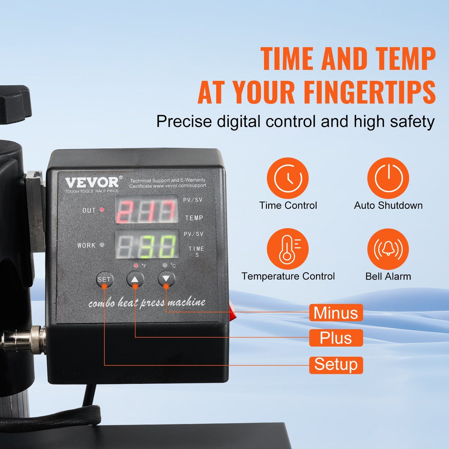 Heat Press Machine 15x15Inch 8pcs 1050W Combo Digital Multifunctional Sublimation Heat Transfer Machine Dual LED Display for T Shirts Hat Mug Cap Plate Swing Away Design