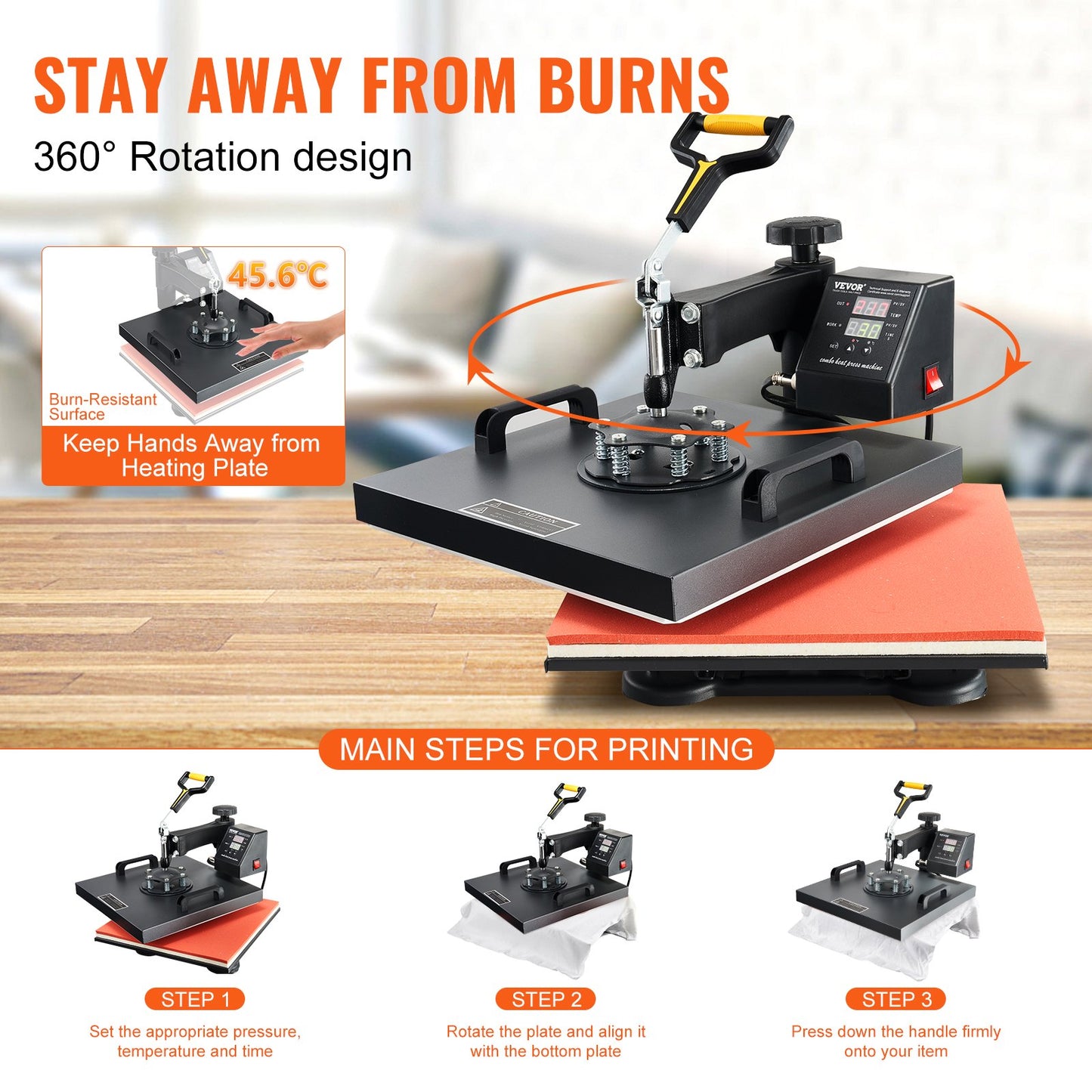 Heat Press Machine 15x15Inch 8pcs 1050W Combo Digital Multifunctional Sublimation Heat Transfer Machine Dual LED Display for T Shirts Hat Mug Cap Plate Swing Away Design