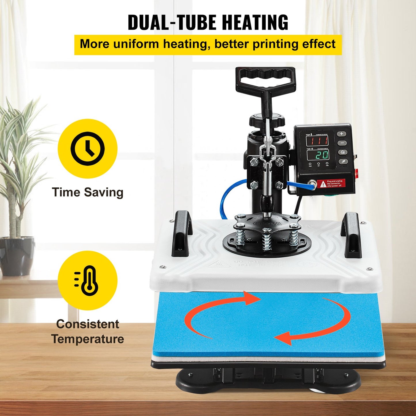 Heat Press 12X15 Inch 10 In 1 Heat Press 1000W Heat Press Machine med 360° rotation Swing Away White Heat Press T-shirt sublimeringsmaskin Dubbelrörsuppvärmning för DIY-pennor Kepsar Muggar och skjortor