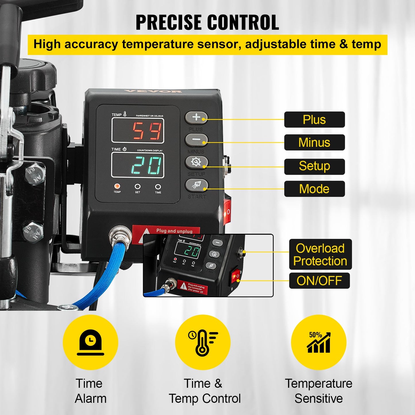 Heat Press 12X15 Inch 10 In 1 Heat Press 1000W Heat Press Machine med 360° rotation Swing Away White Heat Press T-shirt sublimeringsmaskin Dubbelrörsuppvärmning för DIY-pennor Kepsar Muggar och skjortor