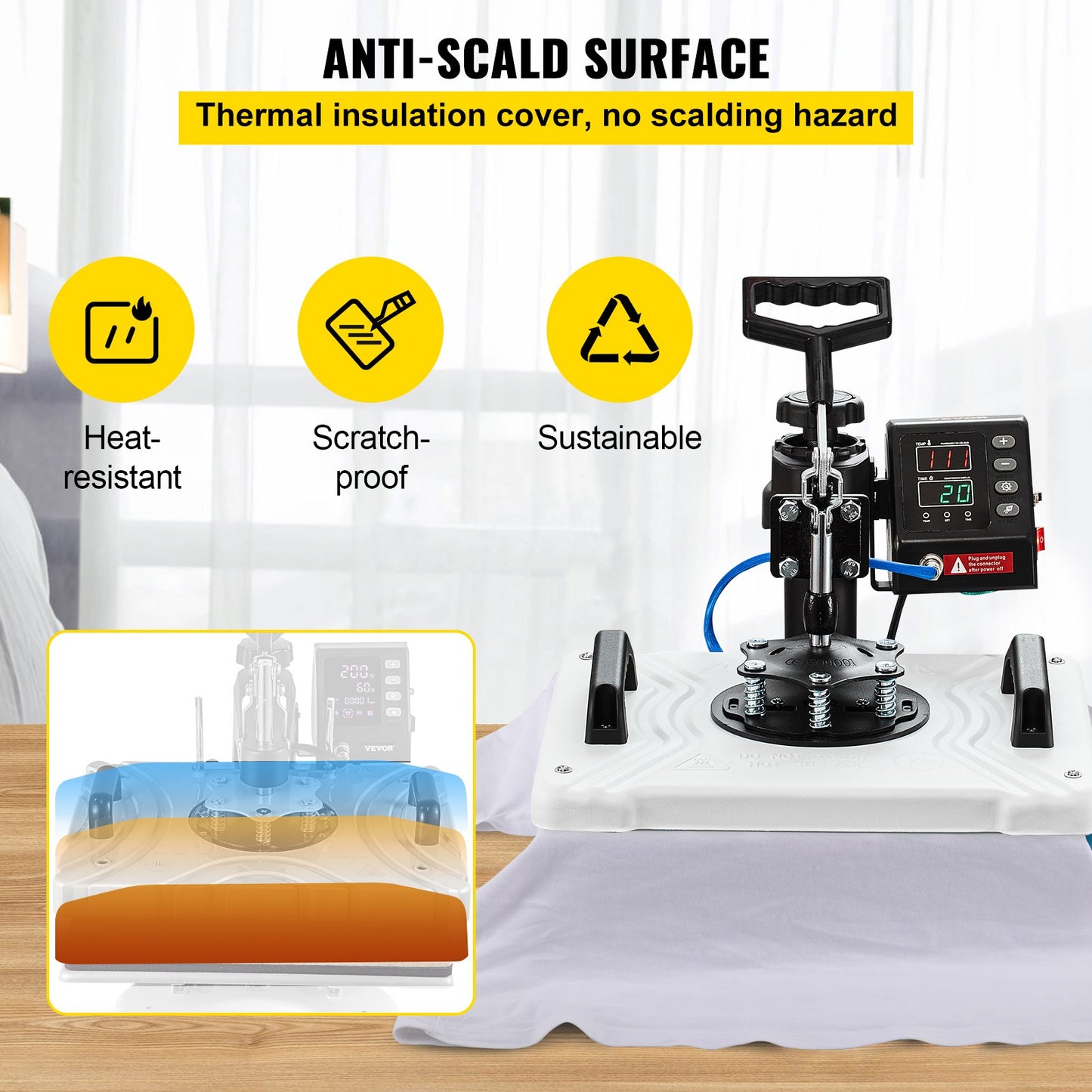 Heat Press 12X15 Inch 10 In 1 Heat Press 1000W Heat Press Machine med 360° rotation Swing Away White Heat Press T-shirt sublimeringsmaskin Dubbelrörsuppvärmning för DIY-pennor Kepsar Muggar och skjortor