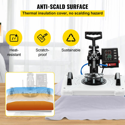 Heat Press 12X15 Inch 10 In 1 Heat Press 1000W Heat Press Machine med 360° rotation Swing Away White Heat Press T-shirt sublimeringsmaskin Dubbelrörsuppvärmning för DIY-pennor Kepsar Muggar och skjortor