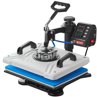 Heat Press 12X15 Inch 10 In 1 Heat Press 1000W Heat Press Machine med 360° rotation Swing Away White Heat Press T-shirt sublimeringsmaskin Dubbelrörsuppvärmning för DIY-pennor Kepsar Muggar och skjortor