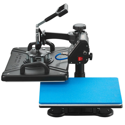 Heat Press 12X15 Inch 10 In 1 Heat Press 1000W Heat Press Machine med 360° Rotation Swing Away Svart 10 I 1 T-shirt sublimeringsmaskin Dubbelrörsvärme för DIY Pens Kepsar Muggar och skjortor