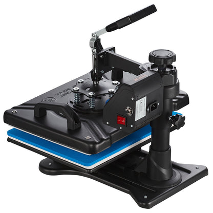 Heat Press 12X15 Inch 10 In 1 Heat Press 1000W Heat Press Machine med 360° Rotation Swing Away Svart 10 I 1 T-shirt sublimeringsmaskin Dubbelrörsvärme för DIY Pens Kepsar Muggar och skjortor