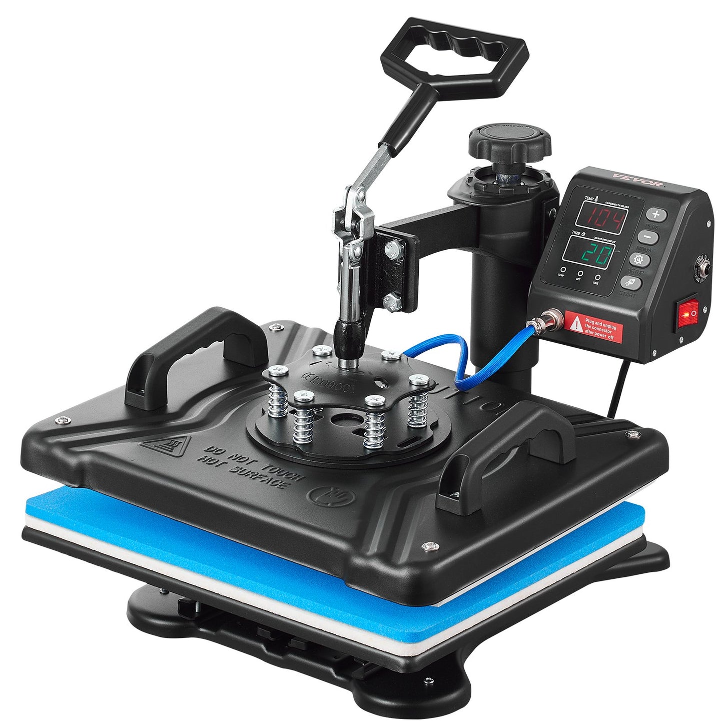 Heat Press 12X15 Inch 10 In 1 Heat Press 1000W Heat Press Machine med 360° Rotation Swing Away Svart 10 I 1 T-shirt sublimeringsmaskin Dubbelrörsvärme för DIY Pens Kepsar Muggar och skjortor