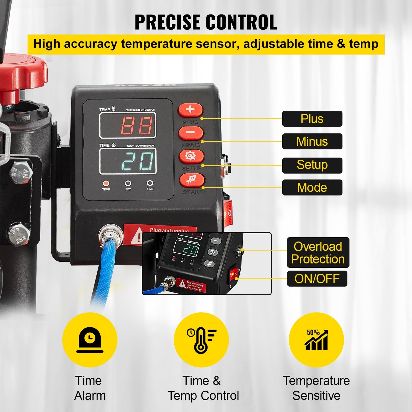 Heat Press 12X15 Inch 10 In 1 Heat Press 1000W Heat Press Machine med 360° rotation Swing Away Red Heat Press T-shirt sublimeringsmaskin Dubbelrörsuppvärmning för DIY-pennor Kepsar Muggar och skjortor