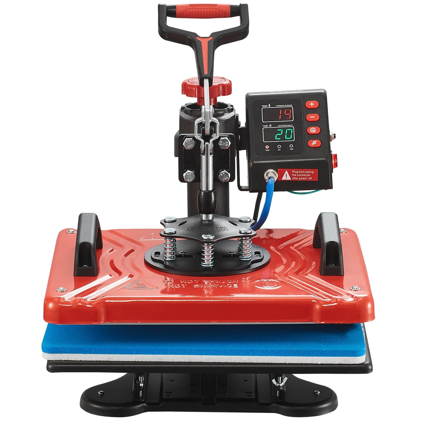 Heat Press 12X15 Inch 10 In 1 Heat Press 1000W Heat Press Machine med 360° rotation Swing Away Red Heat Press T-shirt sublimeringsmaskin Dubbelrörsuppvärmning för DIY-pennor Kepsar Muggar och skjortor