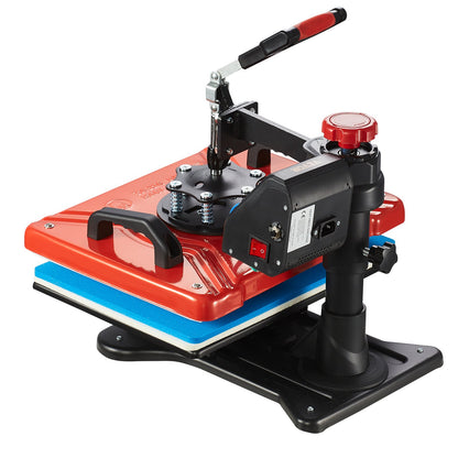 Heat Press 12X15 Inch 10 In 1 Heat Press 1000W Heat Press Machine med 360° rotation Swing Away Red Heat Press T-shirt sublimeringsmaskin Dubbelrörsuppvärmning för DIY-pennor Kepsar Muggar och skjortor