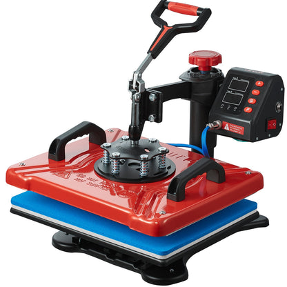 Heat Press 12X15 Inch 10 In 1 Heat Press 1000W Heat Press Machine med 360° rotation Swing Away Red Heat Press T-shirt sublimeringsmaskin Dubbelrörsuppvärmning för DIY-pennor Kepsar Muggar och skjortor