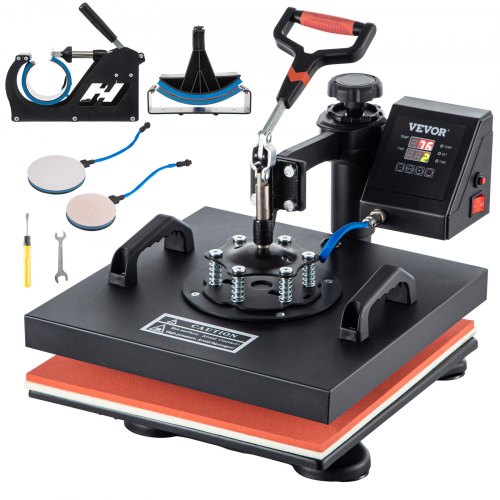 Heat Press, 5 in 1 15 x 15 Inch Heat Press Machine, Dual LED Display Heat Press Machine, Multifunctional Sublimation, for T-Shirts, Swing Away Design