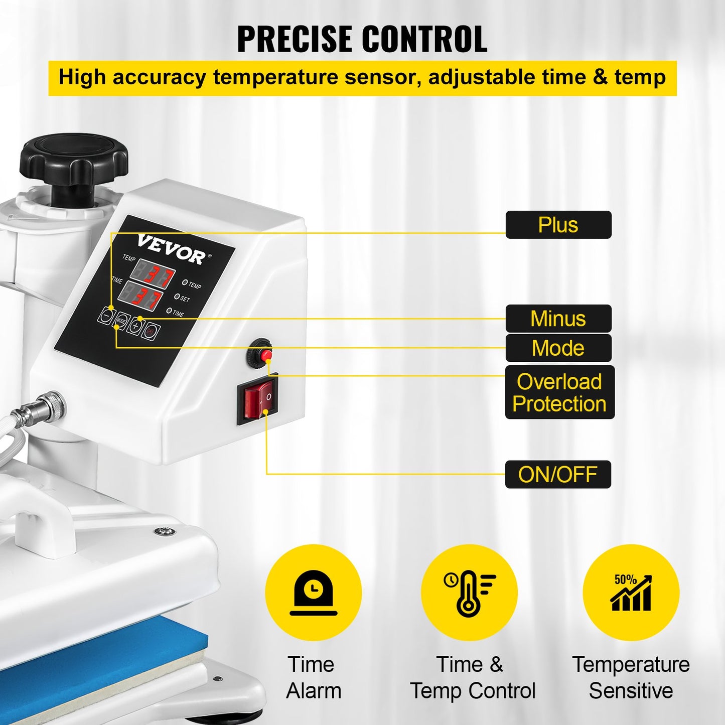 Heat Press 12 X 15 Inch 5 In 1 Heat Press 1250W Heat Press Machine Swing Away White Heat Press T-shirt Sublimation Printer Transfer 360 graders rotation för DIY-skor Hatt och T-shirt