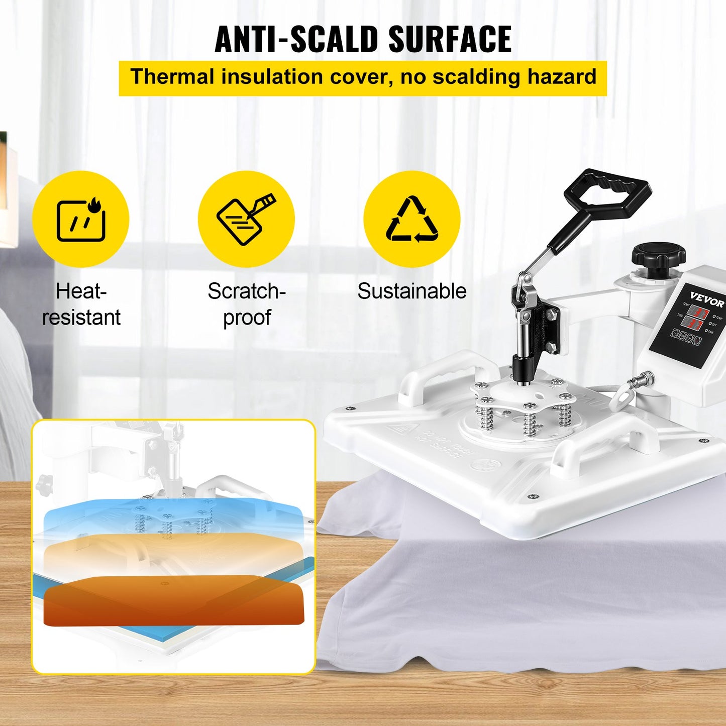 Heat Press 12 X 15 Inch 5 In 1 Heat Press 1250W Heat Press Machine Swing Away White Heat Press T-shirt Sublimation Printer Transfer 360 graders rotation för DIY-skor Hatt och T-shirt