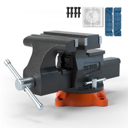 6.5" Bench Vise w/ 360°Swivel Locking Base & Two-way Jaw Ductile Iron