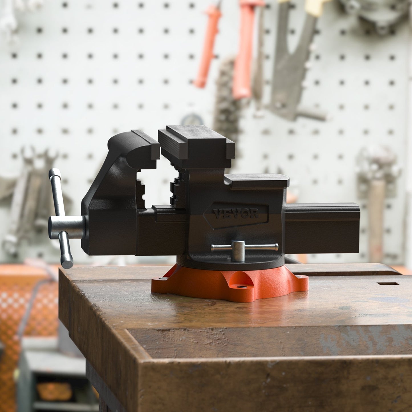 6.5" Bench Vise w/ 360°Swivel Locking Base & Two-way Jaw Ductile Iron
