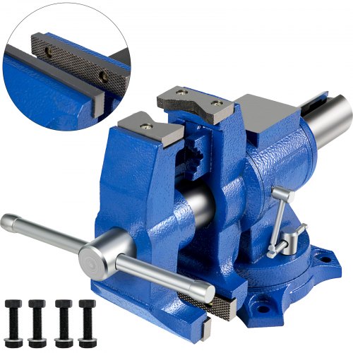 5" Heavy Duty Bench Vise, Double Swivel Rotating Vise Head/Body Rotates 360°,Pipe Vise Bench Vices 30Kn Clamping Force,for Clamping Fixing Equipment Home or Industrial Use
