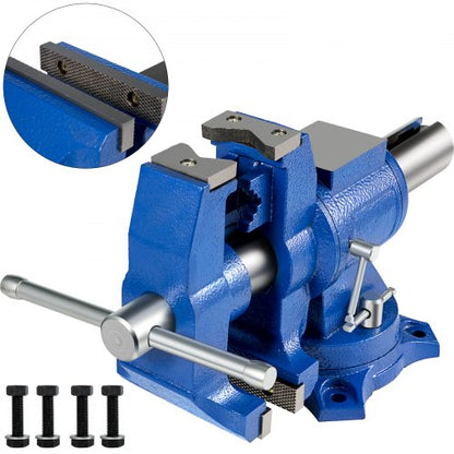 5" Heavy Duty Bench Vise, Double Swivel Rotating Vise Head/Body Rotates 360°,Pipe Vise Bench Vices 30Kn Clamping Force,for Clamping Fixing Equipment Home or Industrial Use