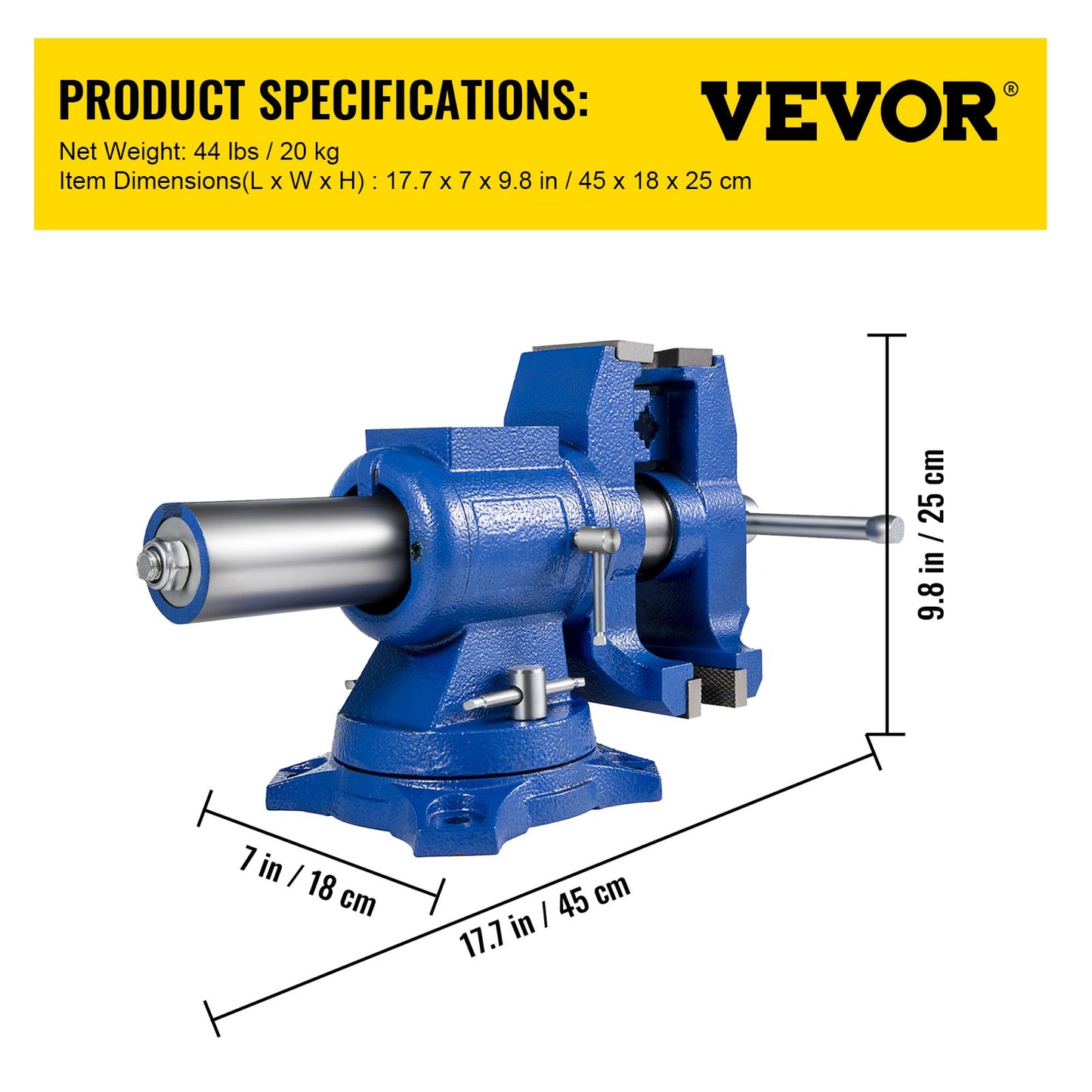 5" Heavy Duty Bench Vise, Double Swivel Rotating Vise Head/Body Rotates 360°,Pipe Vise Bench Vices 30Kn Clamping Force,for Clamping Fixing Equipment Home or Industrial Use
