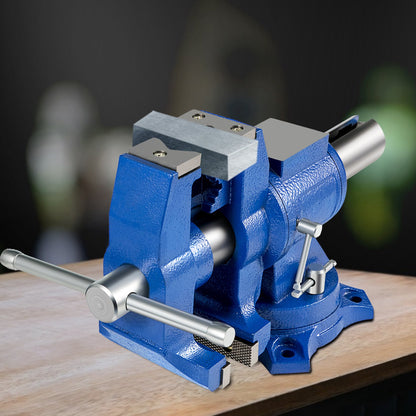5" Heavy Duty Bench Vise, Double Swivel Rotating Vise Head/Body Rotates 360°,Pipe Vise Bench Vices 30Kn Clamping Force,for Clamping Fixing Equipment Home or Industrial Use