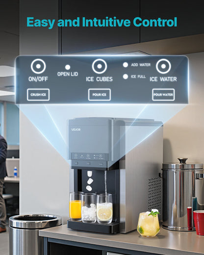 Water Dispenser with Ice Maker, 3-in-1 Countertop Water Dispenser, 35 LBS/24H, 12 Cubes/7 Min Fast Ice Making with 4 LBS Storage, Bullet/Crushed Ices & Cold-Water, for Home, Kitchen, Party