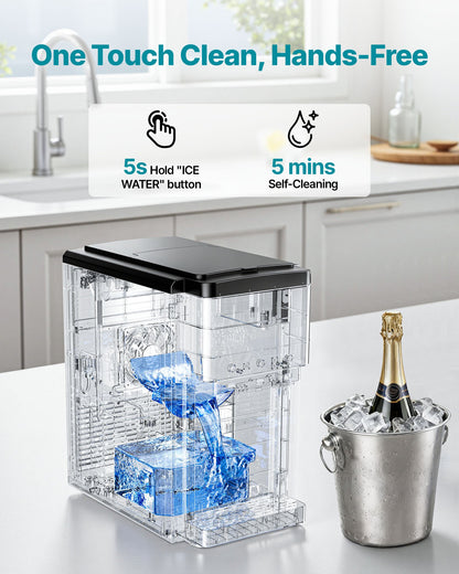 Water Dispenser with Ice Maker, 3-in-1 Countertop Water Dispenser, 35 LBS/24H, 12 Cubes/7 Min Fast Ice Making with 4 LBS Storage, Bullet/Crushed Ices & Cold-Water, for Home, Kitchen, Party