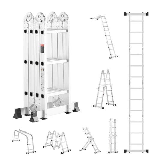 Multi-Purpose Folding Ladder 7-in-1 3 Steps 12ft Reach Height for Work