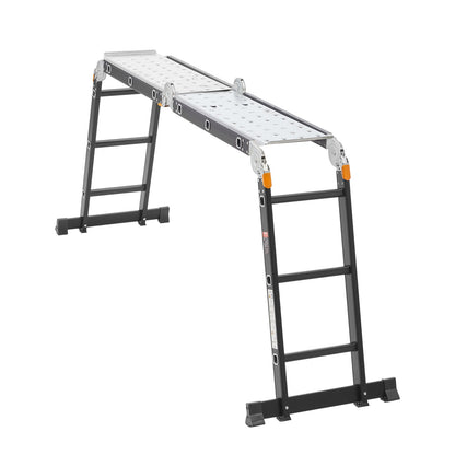 Multi-Purpose Folding Ladder 7-in-1 3 Steps 12 Feet with Scaffolding Plank