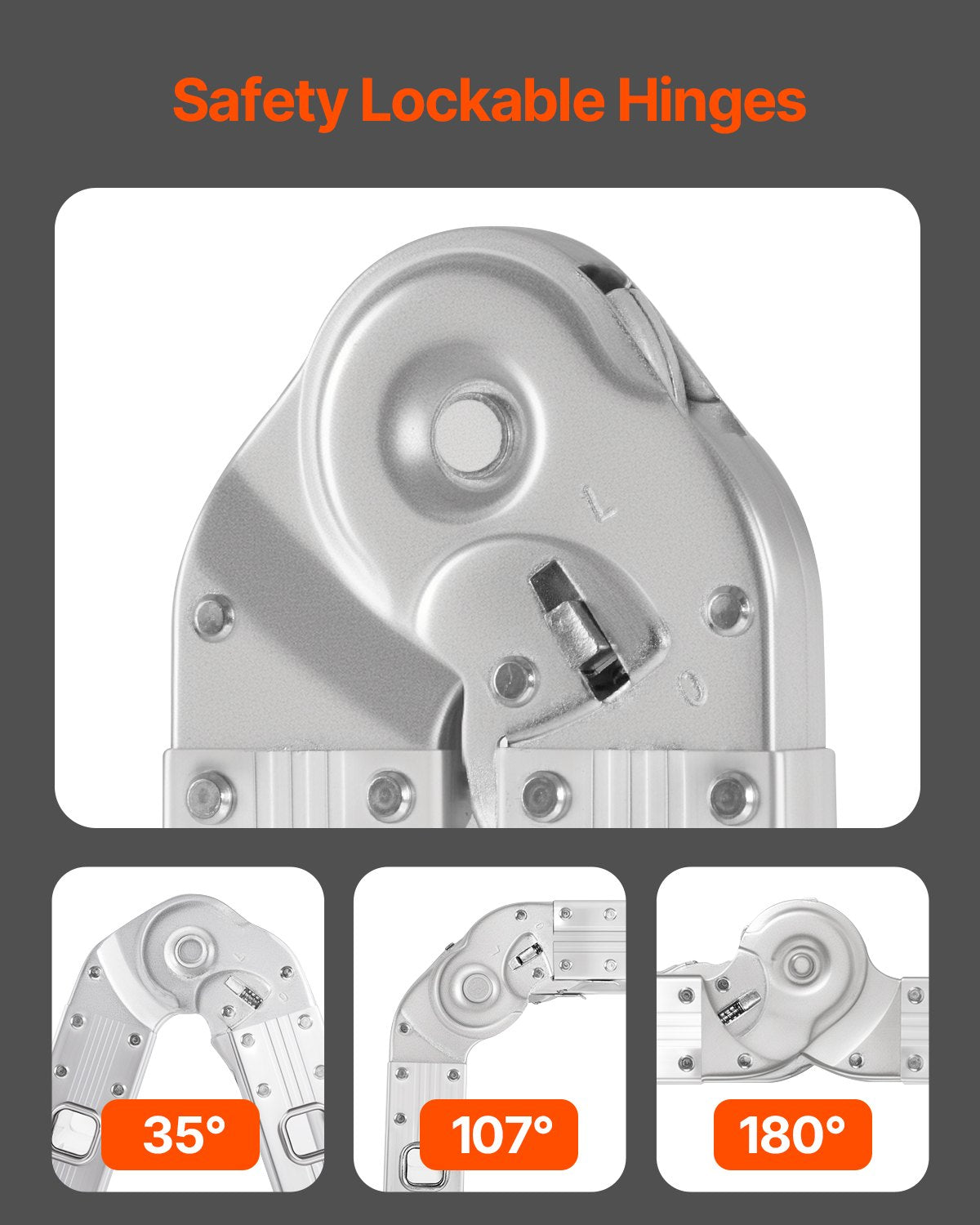 Multi-Purpose Folding Ladder 7-in-1 4 Steps 15.5 Feet Reach Height for Work