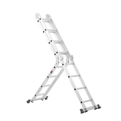 Multi-Purpose Folding Ladder 7-in-1 4 Steps 15.5 Feet Reach Height for Work