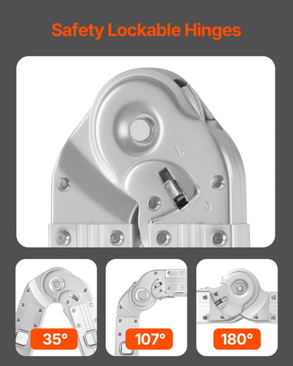 Multi-Purpose Folding Ladder 7-in-1 5 Steps 19 ft. Reach Height Metal