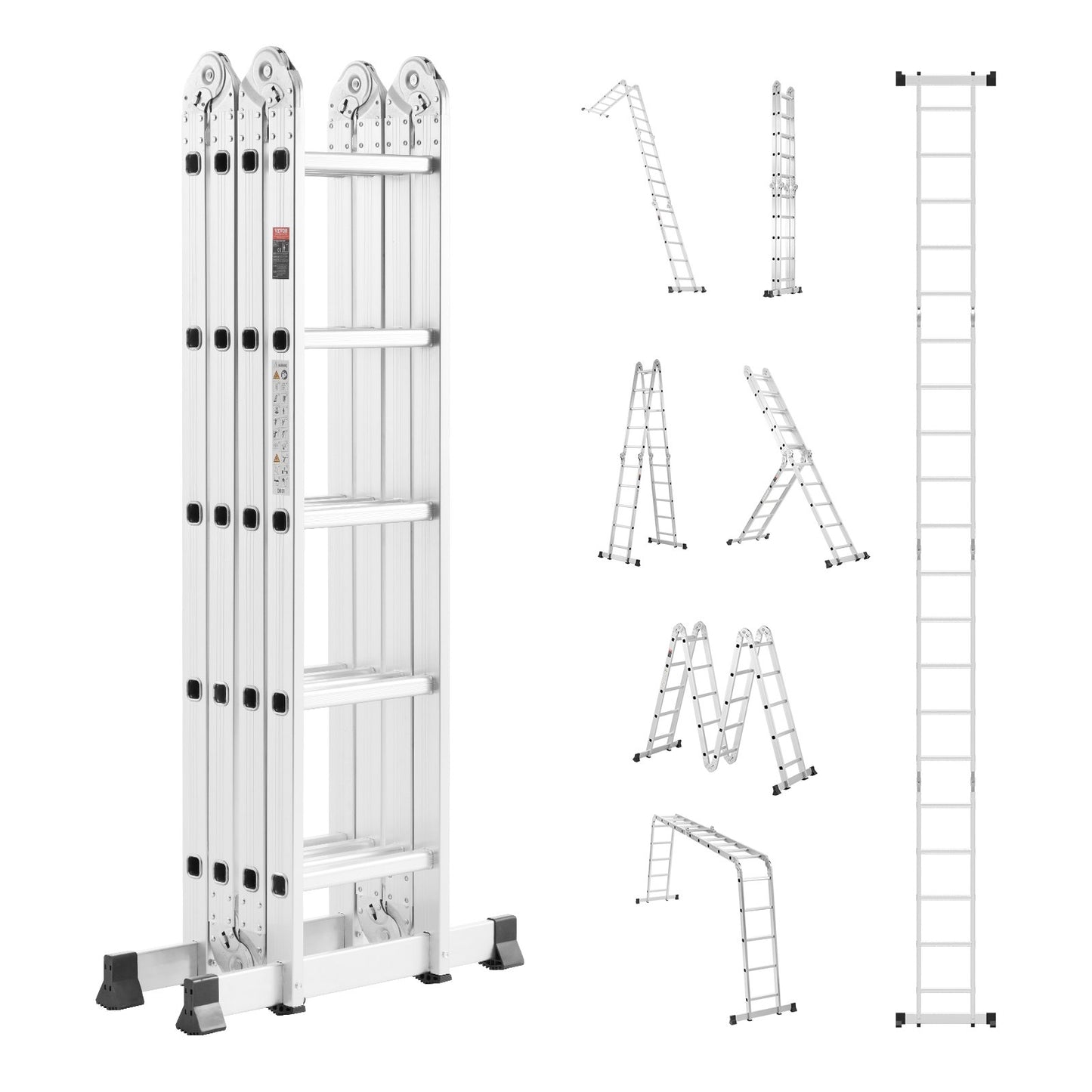 Multi-Purpose Folding Ladder 7-in-1 5 Steps 19 ft. Reach Height Metal