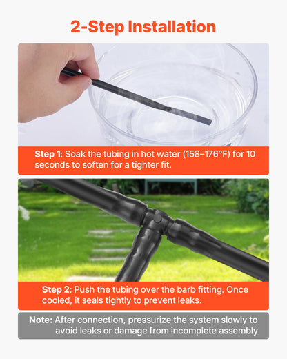 Drip Irrigation Fittings Kit for 1/4" Tubing, 300 Pcs Drip Irrigation System Parts, Tees, Straight Barb, 4 Way Coupling, Elbows, End Plug, Single Barbs, Barbed Connectors for Yard Garden Lawn